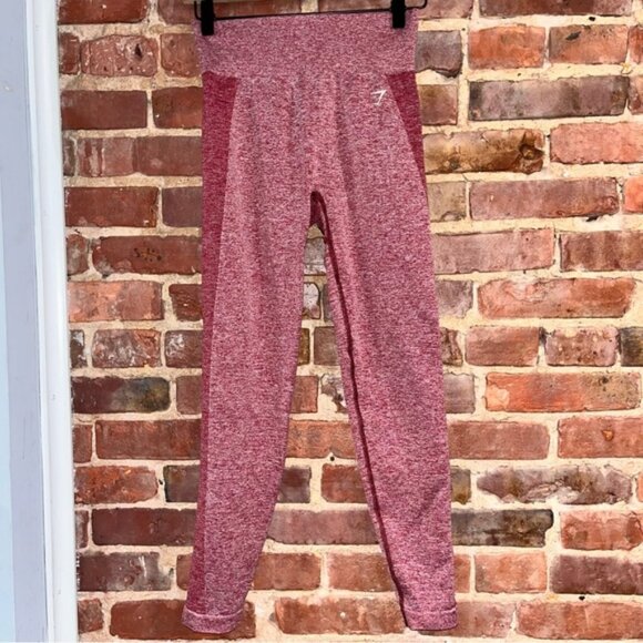 Gymshark Flex High Waisted Leggings Burgundy Marl Size Medium B1A2Q - Picture 1 of 7